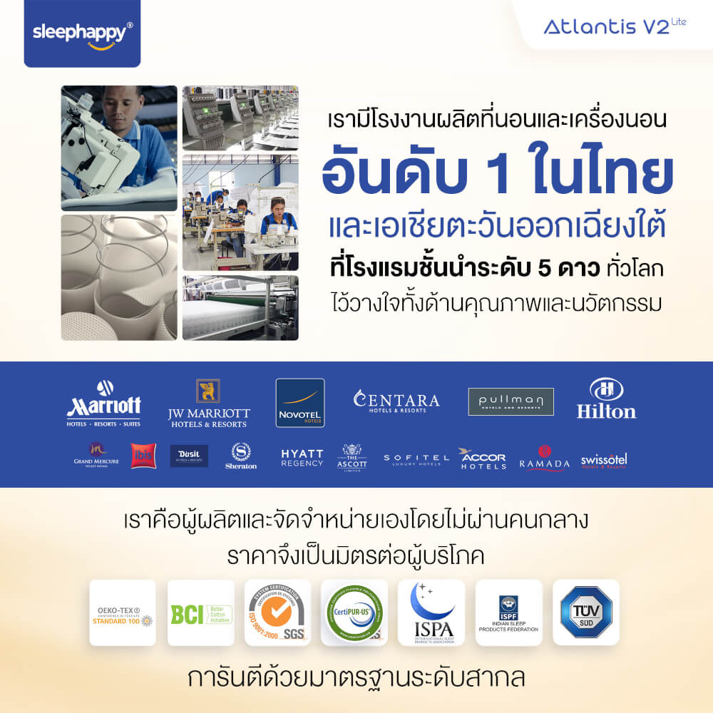 ที่นอน 5 ฟุต SLEEPHAPPY ATLANTIS V2 Lite